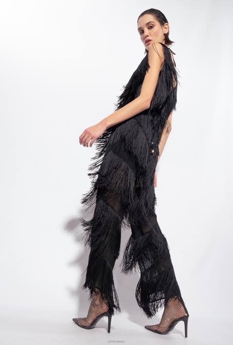 Overalls und Latzhosen | Pinko Limousine schwarz Overall mit FransenZ4ZP159