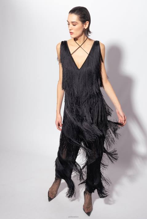 Overalls und Latzhosen | Pinko Limousine schwarz Overall mit FransenZ4ZP159