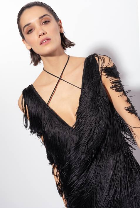 Overalls und Latzhosen | Pinko Limousine schwarz Overall mit FransenZ4ZP159