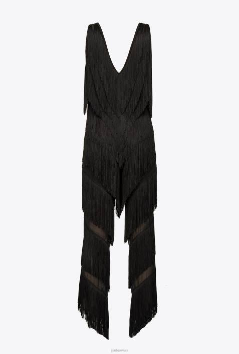 Overalls und Latzhosen | Pinko Limousine schwarz Overall mit FransenZ4ZP159