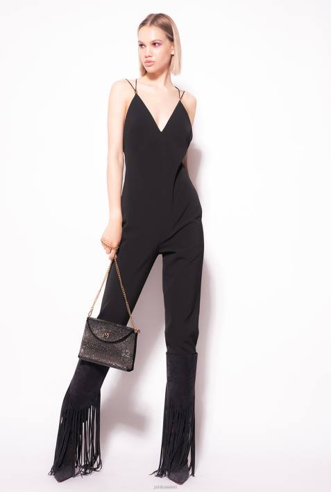 Overalls und Latzhosen | Pinko Limousine schwarz Overall mit offenem RückenZ4ZP194