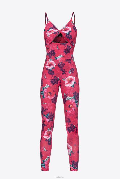 Overalls und Latzhosen | Pinko multi. Fuchsia/Rosa Slim-Fit-Jumpsuit mit Hibiskus-PrintZ4ZP140