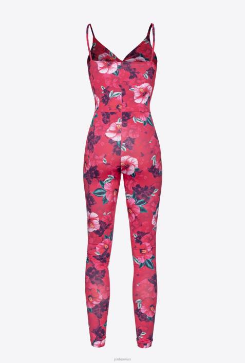 Overalls und Latzhosen | Pinko multi. Fuchsia/Rosa Slim-Fit-Jumpsuit mit Hibiskus-PrintZ4ZP140