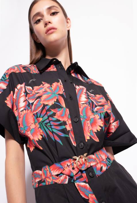 Overalls und Latzhosen | Pinko multi. Schwarz Rot Playsuit mit tropischem PrintZ4ZP103