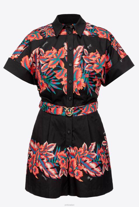 Overalls und Latzhosen | Pinko multi. Schwarz Rot Playsuit mit tropischem PrintZ4ZP103