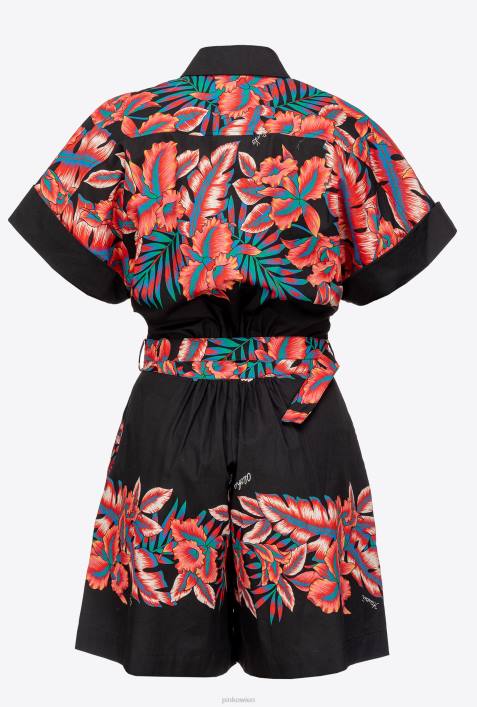 Overalls und Latzhosen | Pinko multi. Schwarz Rot Playsuit mit tropischem PrintZ4ZP103