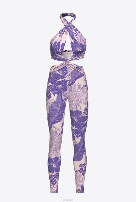 Overalls und Latzhosen | Pinko nackt/lila Taillierter Overall mit BlumendruckZ4ZP130