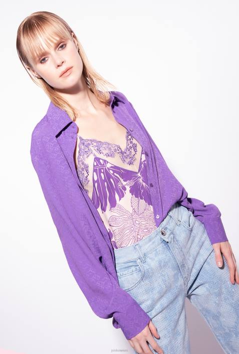 Blusen | Pinko Lavendelflieder Logo-Jacquard-HemdZ4ZP273