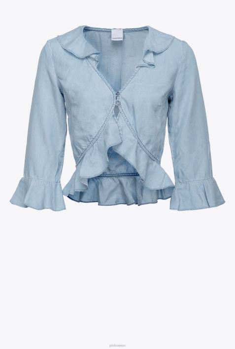 Blusen | Pinko Leichte Wäsche Kurze Jeansbluse aus LyocellZ4ZP311