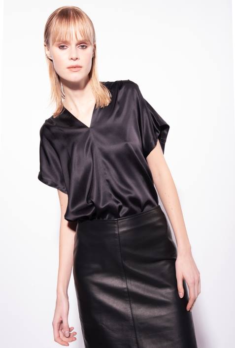 Blusen | Pinko Limousine schwarz Bluse aus Stretch-SatinZ4ZP266