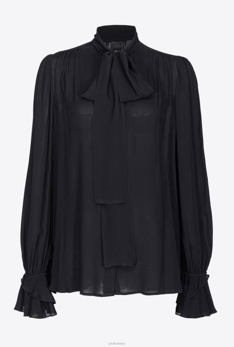 Blusen | Pinko Limousine schwarz Bluse mit Schleife und RüschenZ4ZP238