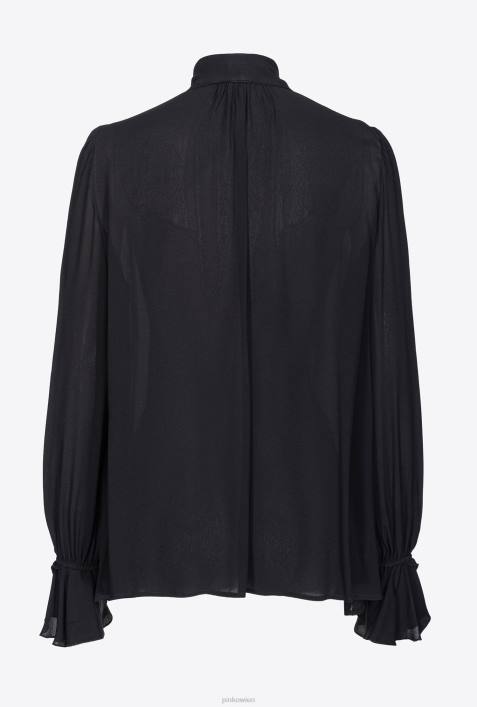 Blusen | Pinko Limousine schwarz Bluse mit Schleife und RüschenZ4ZP238