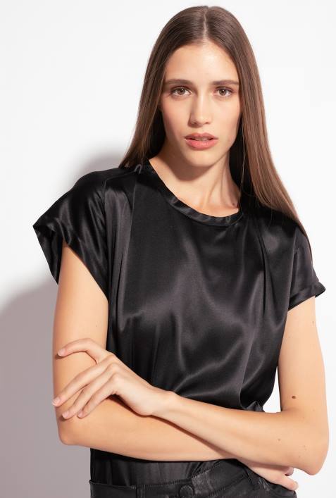 Blusen | Pinko Limousine schwarz Oberteil aus Stretch-SatinZ4ZP314