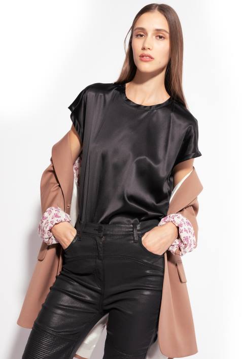Blusen | Pinko Limousine schwarz Oberteil aus Stretch-SatinZ4ZP314