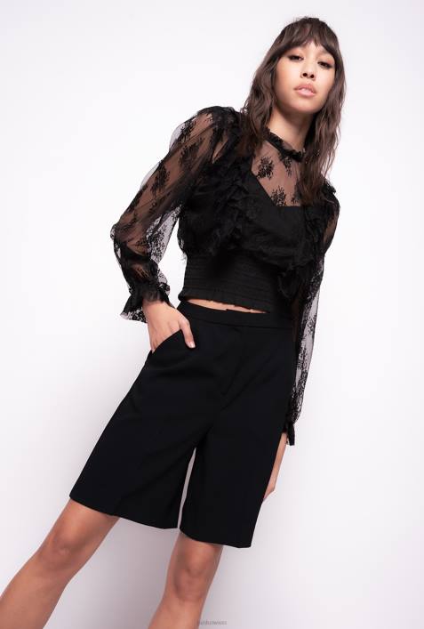 Blusen | Pinko Limousine schwarz kurze SpitzenbluseZ4ZP308