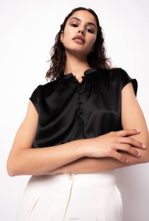 Blusen | Pinko Limousine schwarz ärmellose SatinbluseZ4ZP304