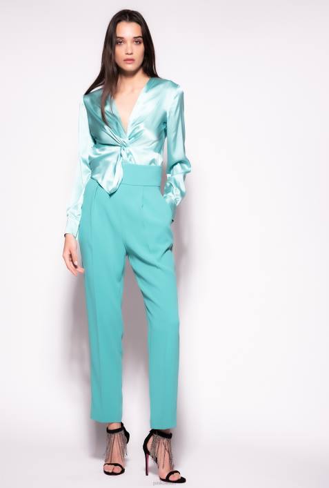 Blusen | Pinko Nilblau Seidenbluse mit Twist-DetailZ4ZP253