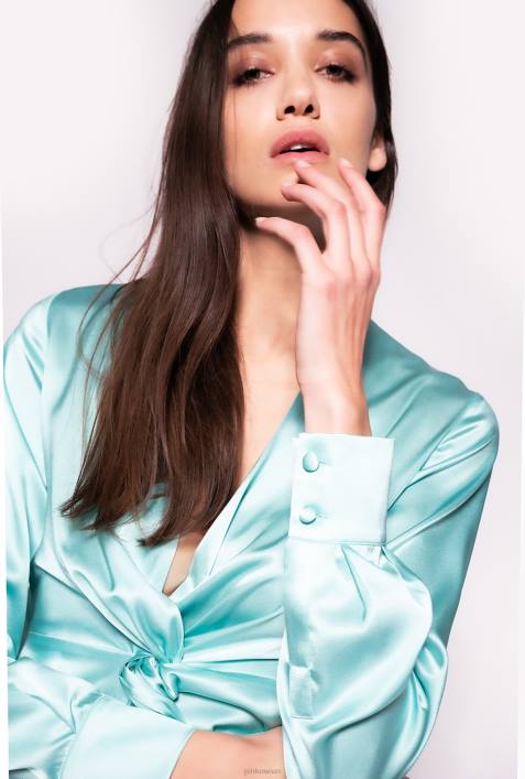 Blusen | Pinko Nilblau Seidenbluse mit Twist-DetailZ4ZP253