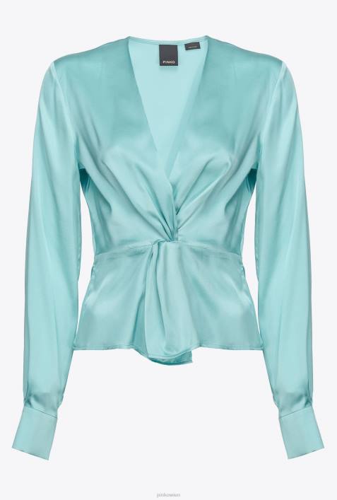Blusen | Pinko Nilblau Seidenbluse mit Twist-DetailZ4ZP253