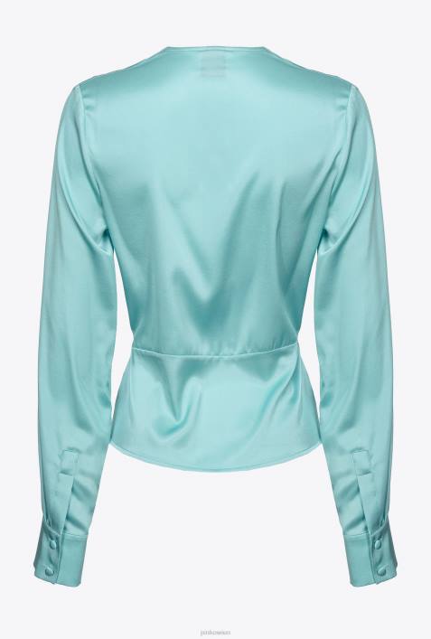 Blusen | Pinko Nilblau Seidenbluse mit Twist-DetailZ4ZP253
