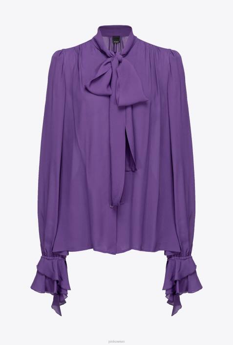 Blusen | Pinko Viola lila Bluse mit Schleife und RüschenZ4ZP237