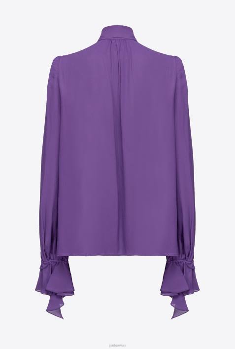 Blusen | Pinko Viola lila Bluse mit Schleife und RüschenZ4ZP237