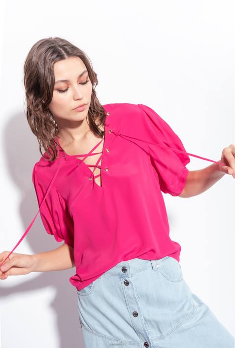 Blusen | Pinko gemütliches Fuchsia Bluse mit SchnürungZ4ZP278