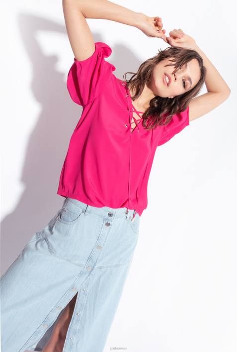 Blusen | Pinko gemütliches Fuchsia Bluse mit SchnürungZ4ZP278