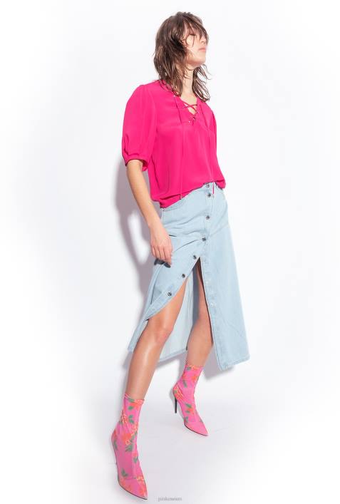 Blusen | Pinko gemütliches Fuchsia Bluse mit SchnürungZ4ZP278