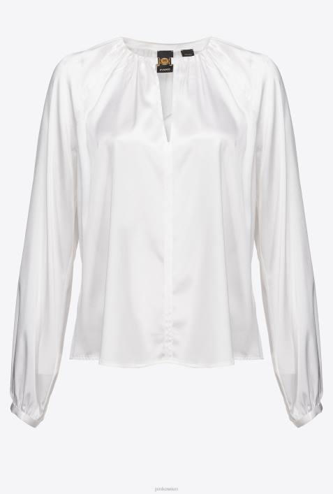 Blusen | Pinko helles Weiss Langarmbluse aus Stretch-SatinZ4ZP303