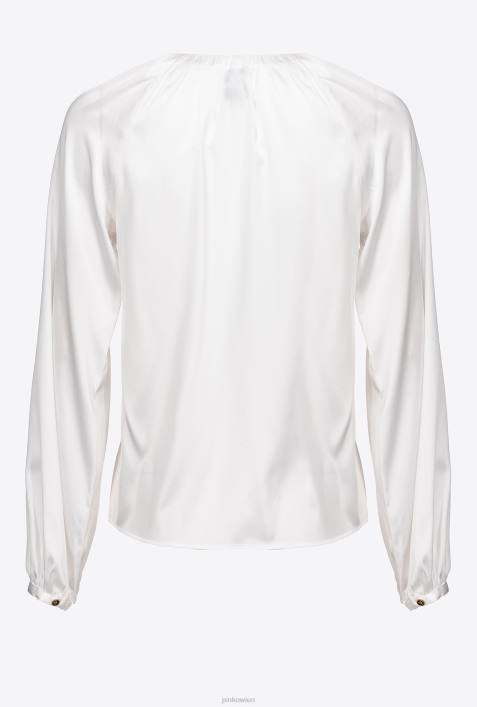 Blusen | Pinko helles Weiss Langarmbluse aus Stretch-SatinZ4ZP303