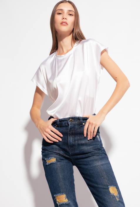 Blusen | Pinko helles Weiss Oberteil aus Stretch-SatinZ4ZP315