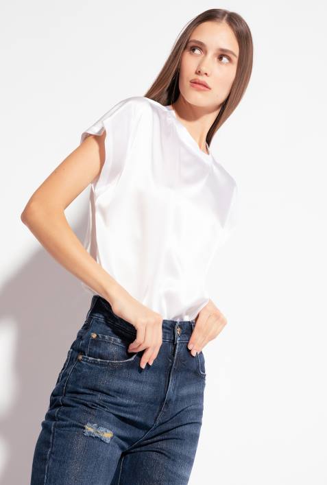 Blusen | Pinko helles Weiss Oberteil aus Stretch-SatinZ4ZP315