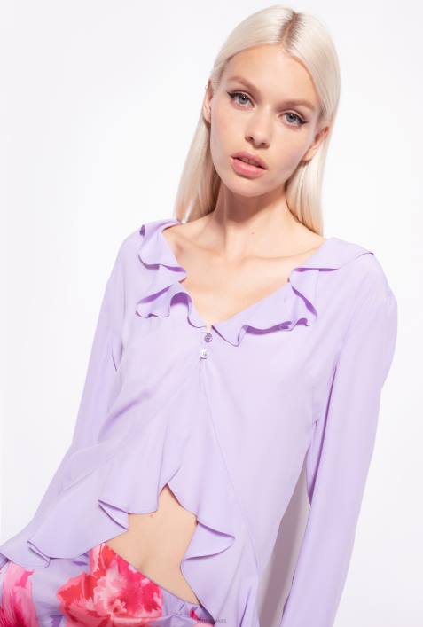 Blusen | Pinko lila Tulpe kurze Bluse mit RüschenZ4ZP271