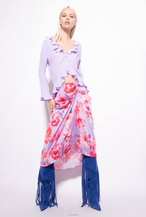Blusen | Pinko lila Tulpe kurze Bluse mit RüschenZ4ZP271