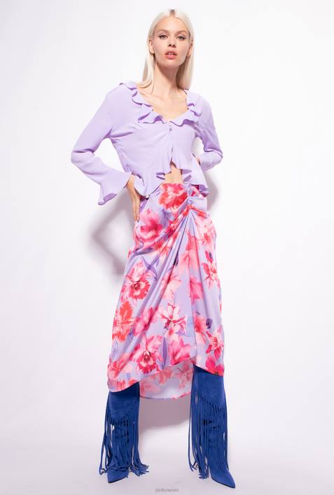 Blusen | Pinko lila Tulpe kurze Bluse mit RüschenZ4ZP271