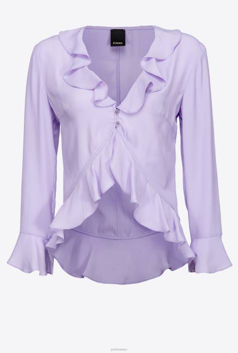 Blusen | Pinko lila Tulpe kurze Bluse mit RüschenZ4ZP271