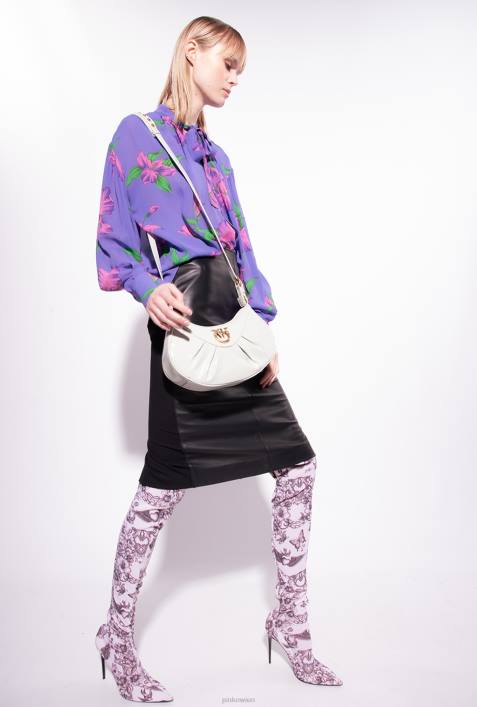 Blusen | Pinko lila/rosa/grün Bluse mit Iris-Print und Crossover-DetailZ4ZP263