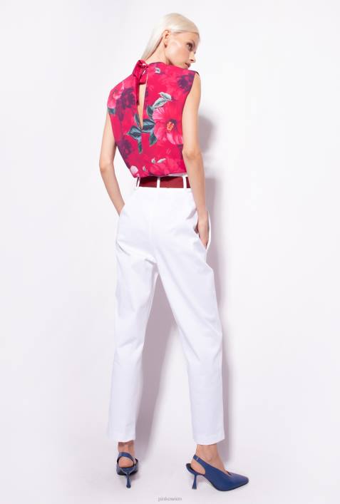 Blusen | Pinko multi. Fuchsia/Rosa Ärmellose Bluse mit Hibiskus-PrintZ4ZP281