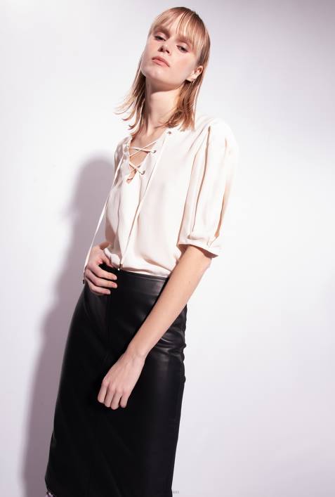 Blusen | Pinko rosa rauchweiß Bluse mit SchnürungZ4ZP279