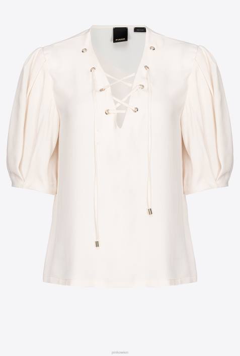 Blusen | Pinko rosa rauchweiß Bluse mit SchnürungZ4ZP279