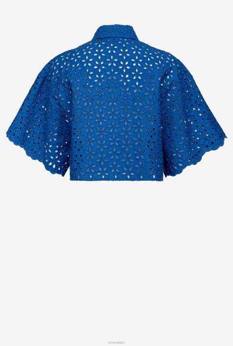 Hemden | Pinko Blau Kurzes Hemd mit LochstickereiZ4ZP287