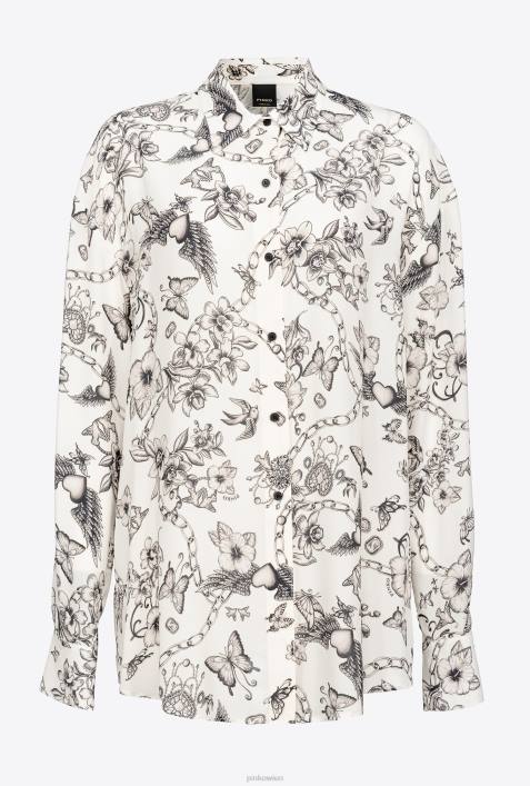 Hemden | Pinko Butter/Schwarz T-Shirt mit Tattoo-PrintZ4ZP260