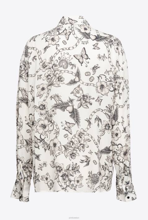 Hemden | Pinko Butter/Schwarz T-Shirt mit Tattoo-PrintZ4ZP260