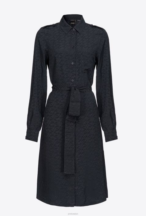 Hemden | Pinko Limousine schwarz Jacquard-Hemdkleid mit Logo-PrintZ4ZP165