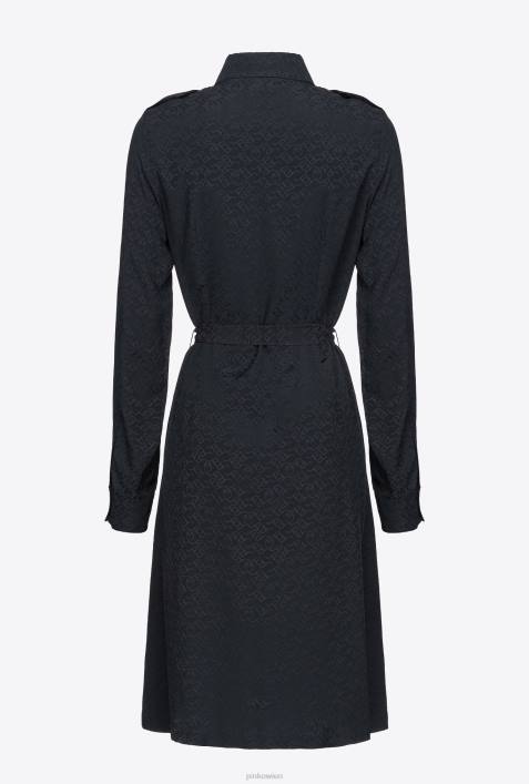 Hemden | Pinko Limousine schwarz Jacquard-Hemdkleid mit Logo-PrintZ4ZP165