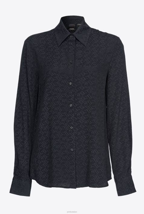 Hemden | Pinko Limousine schwarz Logo-Jacquard-HemdZ4ZP274