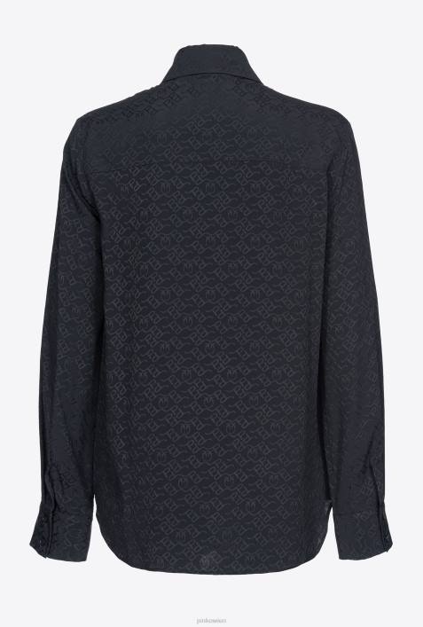 Hemden | Pinko Limousine schwarz Logo-Jacquard-HemdZ4ZP274