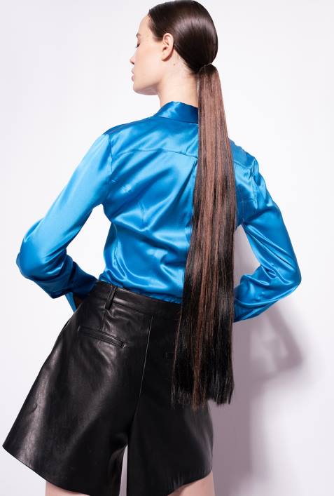 Hemden | Pinko Regisseur blau Hemd aus SeidensatinZ4ZP257