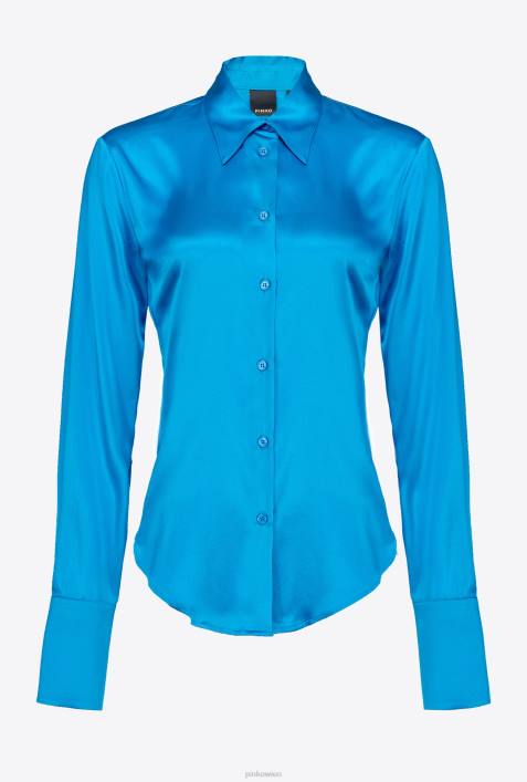 Hemden | Pinko Regisseur blau Hemd aus SeidensatinZ4ZP257